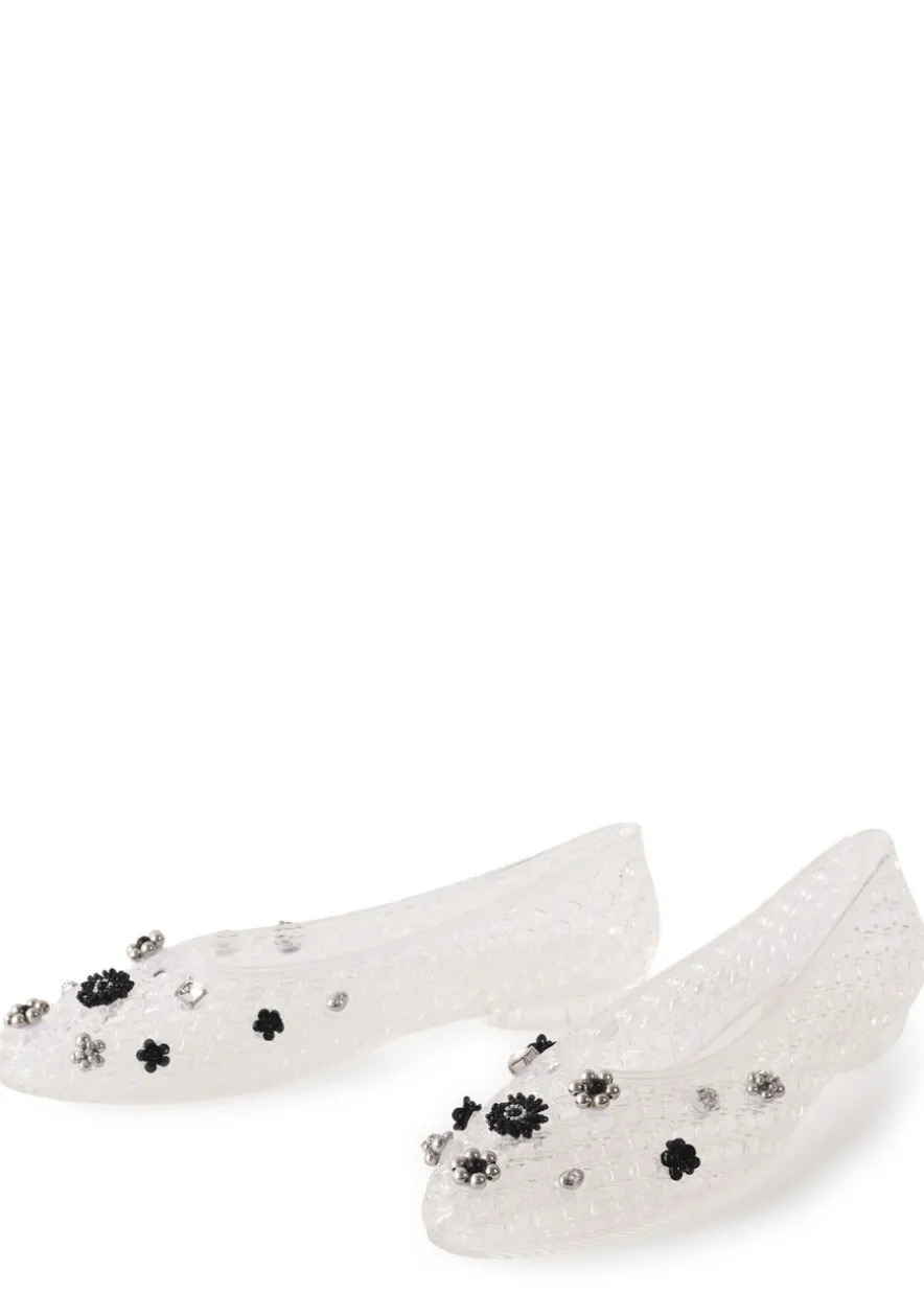Embellished jelly ballet flats