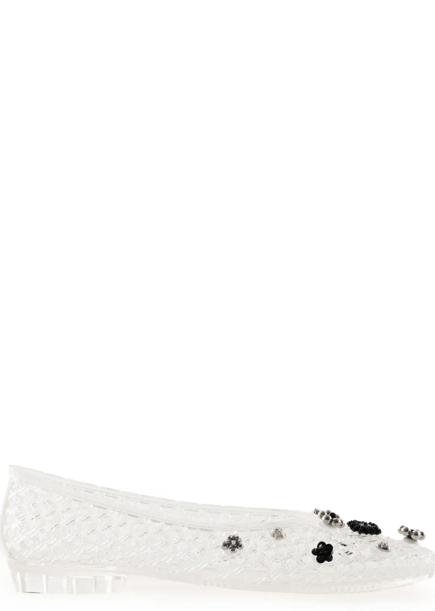 Embellished jelly ballet flats