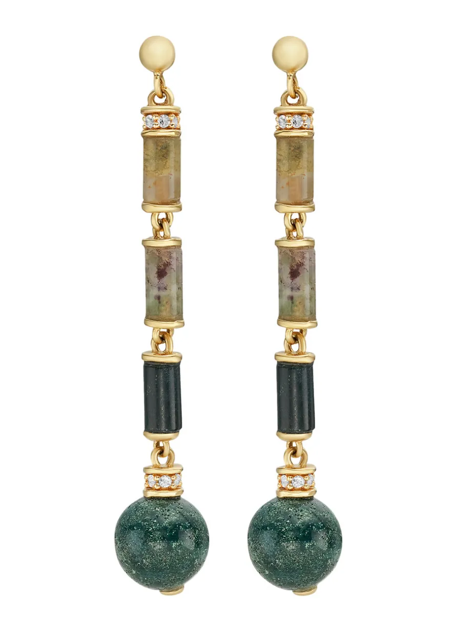 Embellished 18kt gold vermeil drop earrings