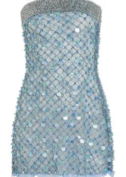 Embellished lace mini dress
