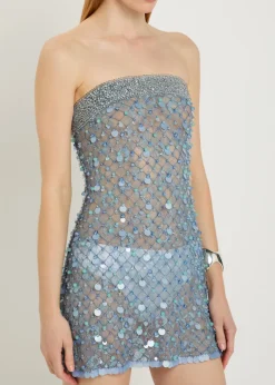 Embellished lace mini dress