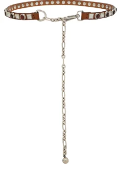 Embellished leather chain belt