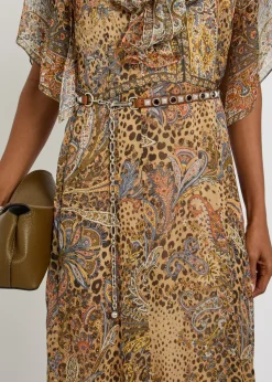 Embellished leather chain belt