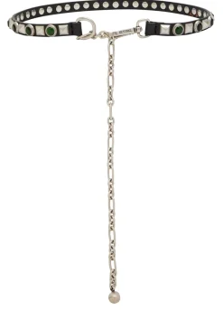 Embellished leather chain belt