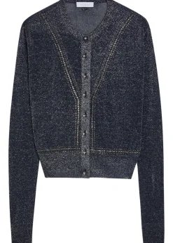 Embellished metallic-knit cardigan