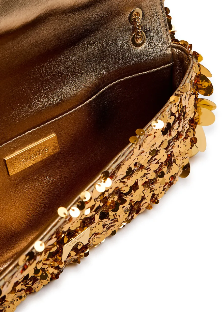 Embellished metallic leather shoulder bag