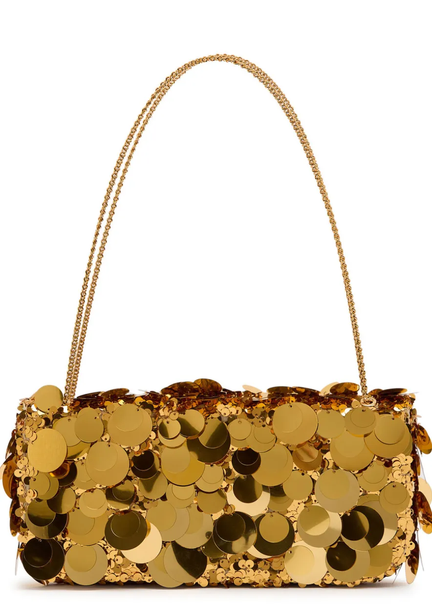 Embellished metallic leather shoulder bag