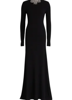 Embellished open-back gown