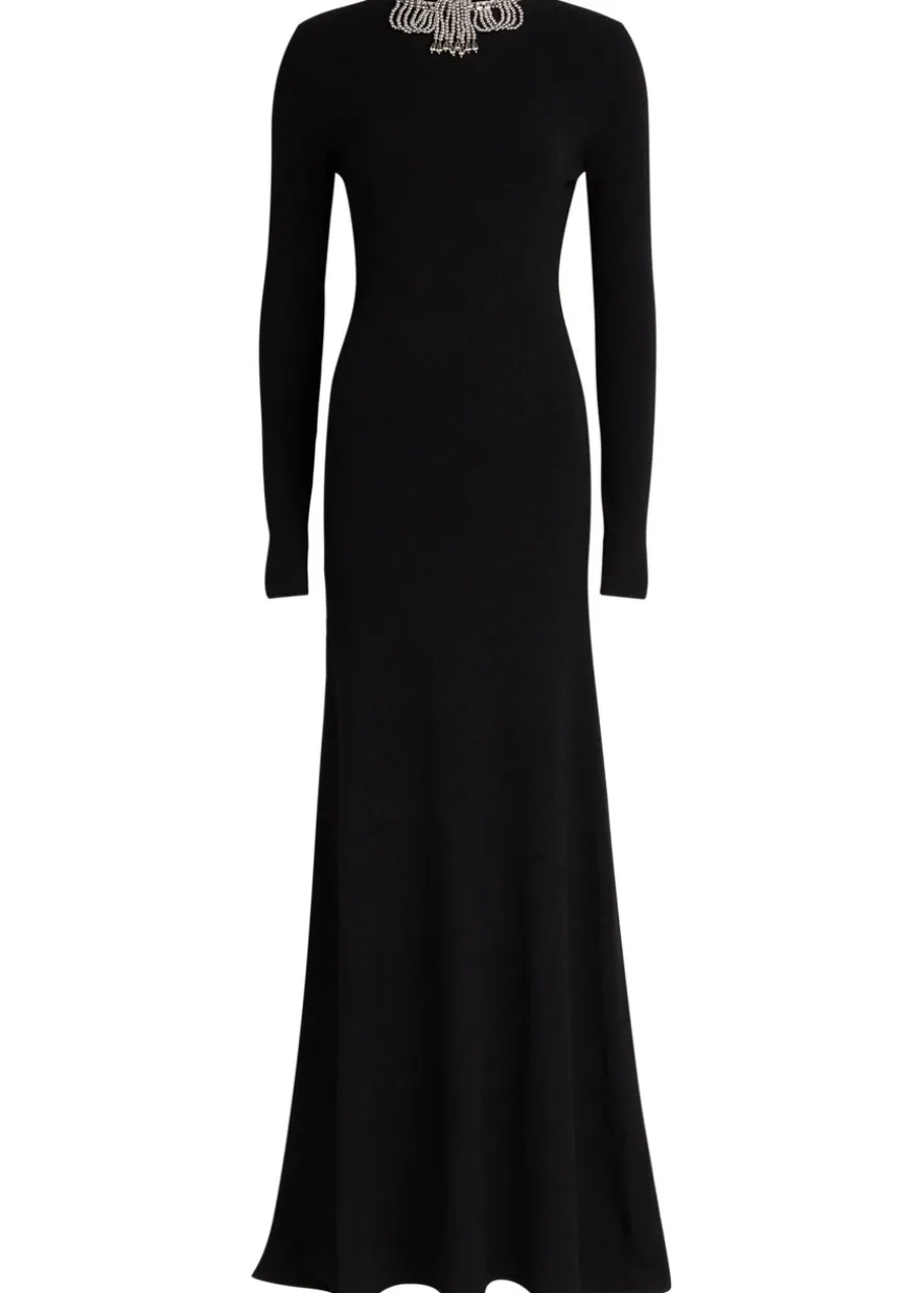 Embellished open-back gown