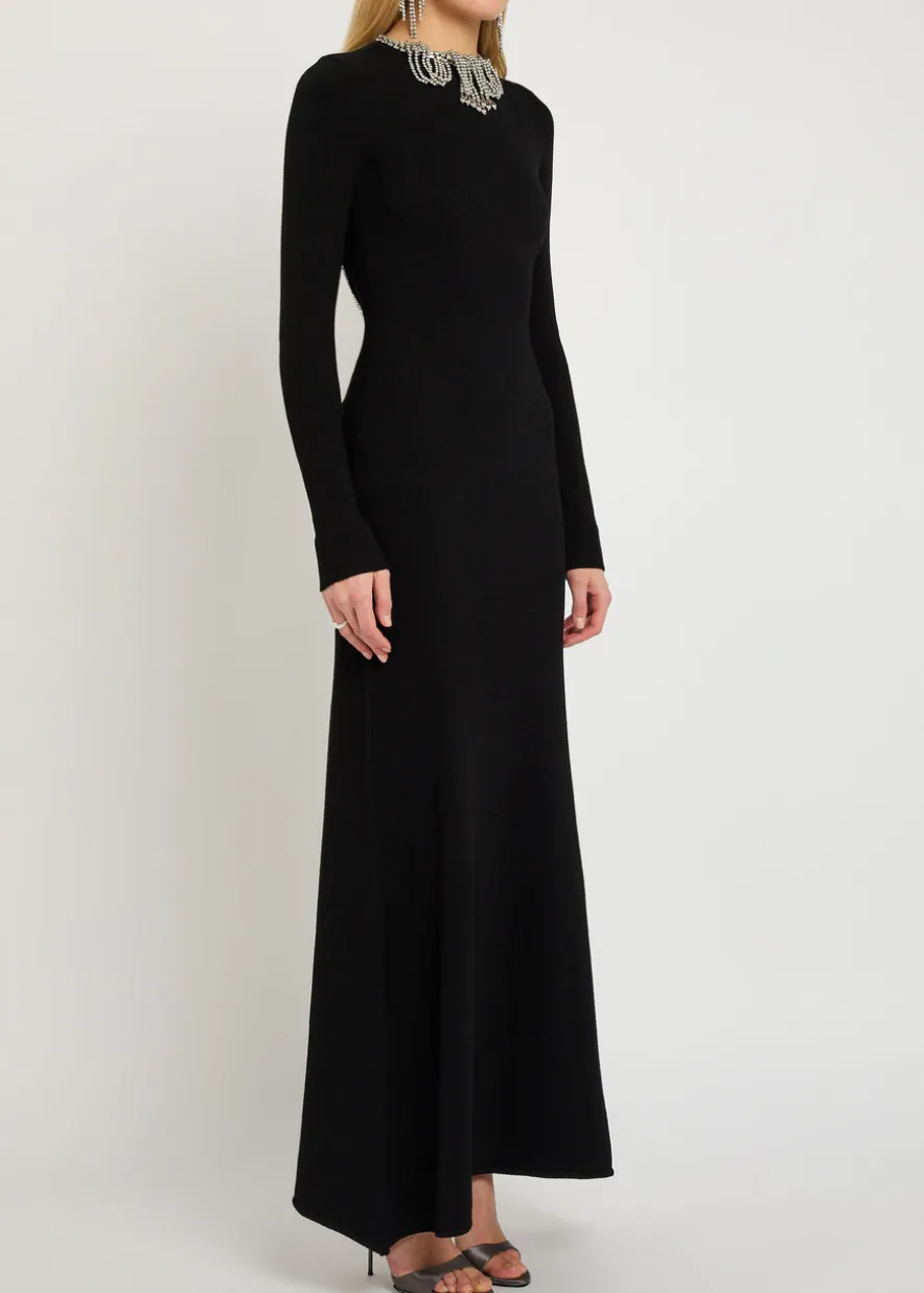 Embellished open-back gown