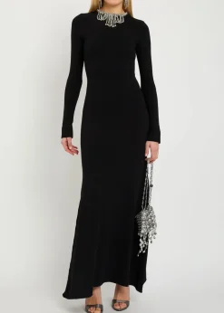 Embellished open-back gown