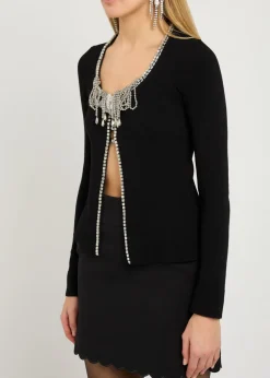 Embellished open-front cardigan