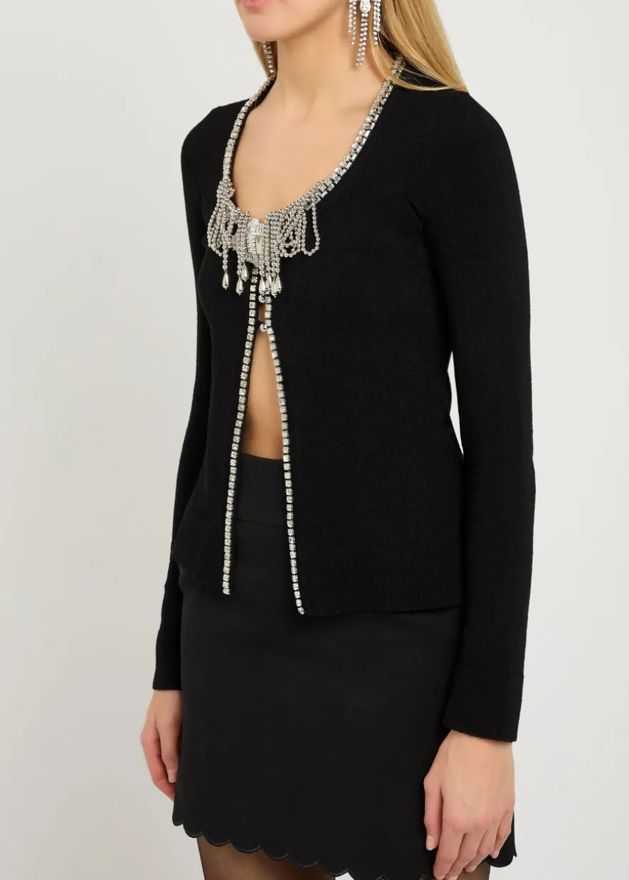 Embellished open-front cardigan