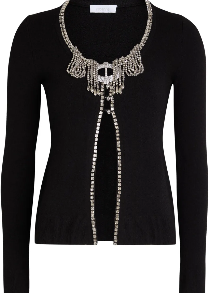 Embellished open-front cardigan
