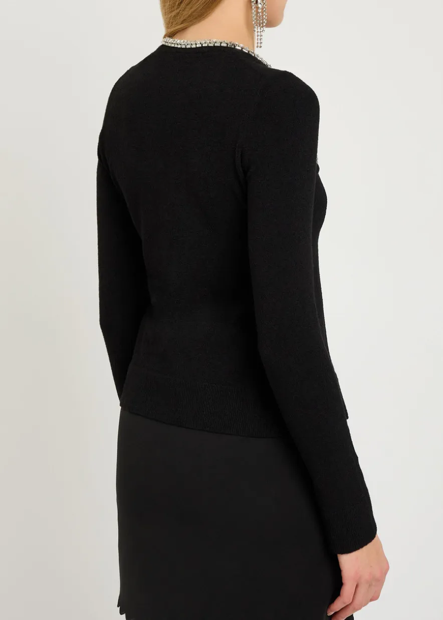 Embellished open-front cardigan