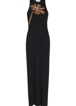 Embellished ribbed stretch-cotton midi dress