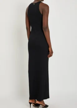 Embellished ribbed stretch-cotton midi dress