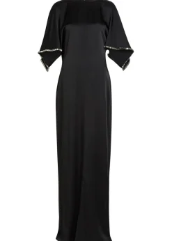 Embellished satin-crepe maxi dress