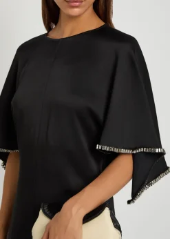 Embellished satin-crepe maxi dress