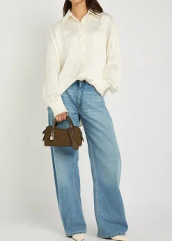 Embellished satin-crepe shirt