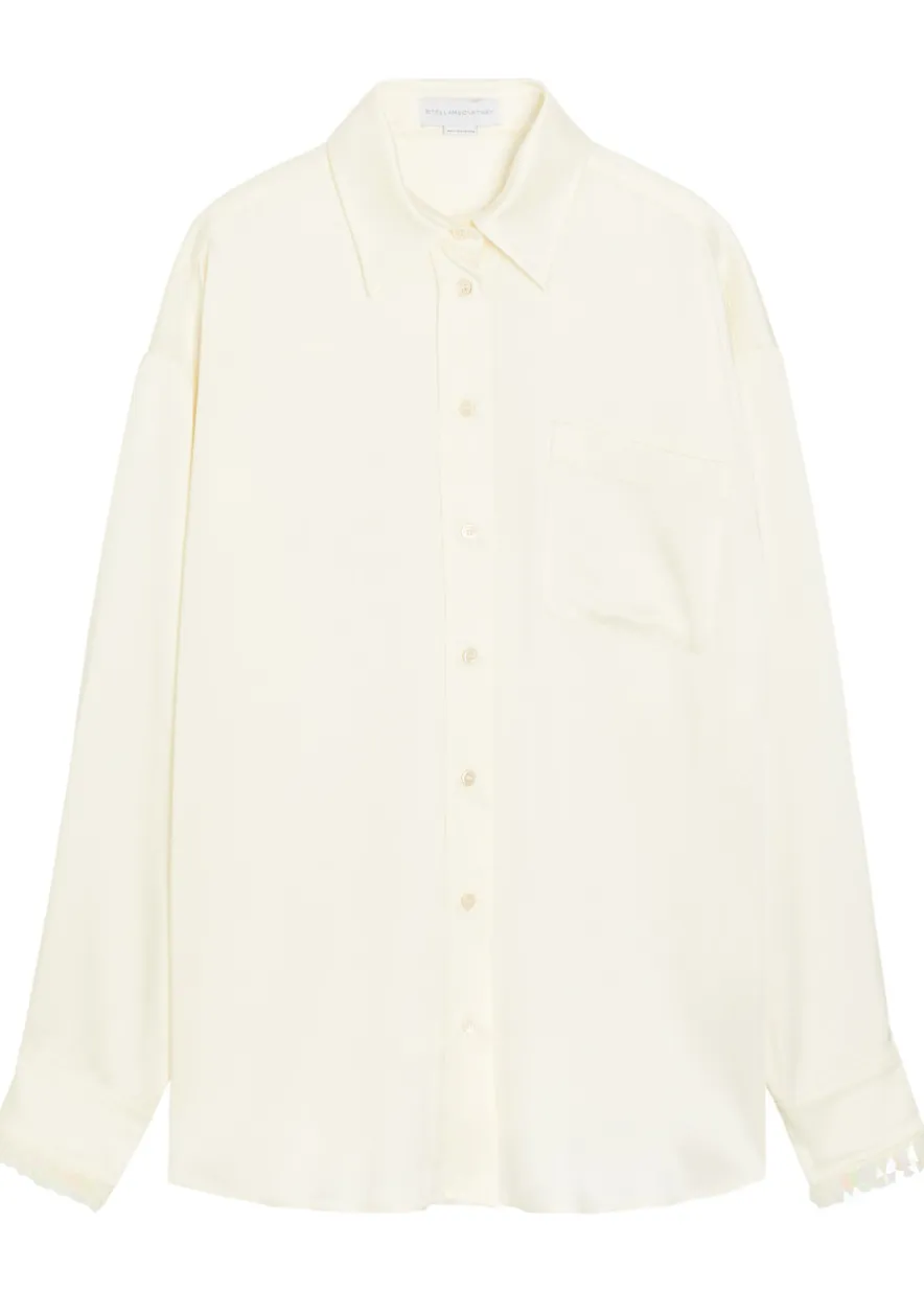 Embellished satin-crepe shirt