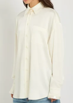 Embellished satin-crepe shirt