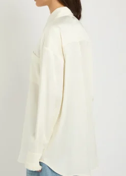 Embellished satin-crepe shirt