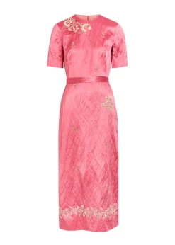Embellished satin midi dress