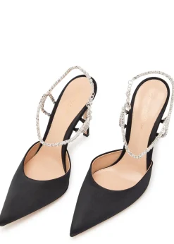 105 embellished-strap satin pumps