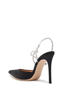 105 embellished-strap satin pumps