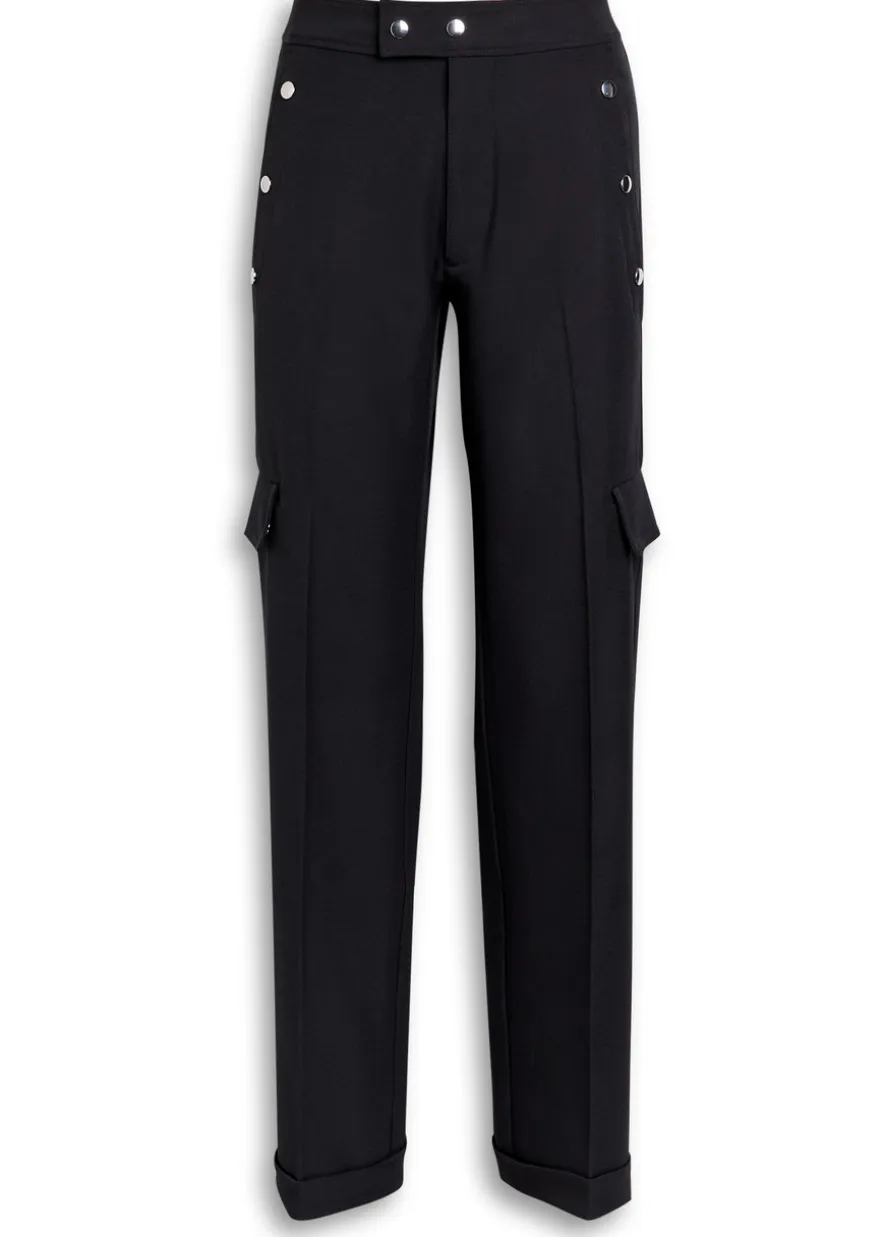 Embellished stretch-twill trousers