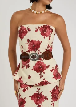 Embellished suede concho belt
