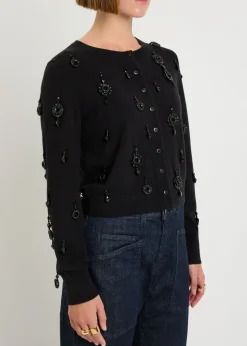 Embellished wool and cashmere-blend cardigan