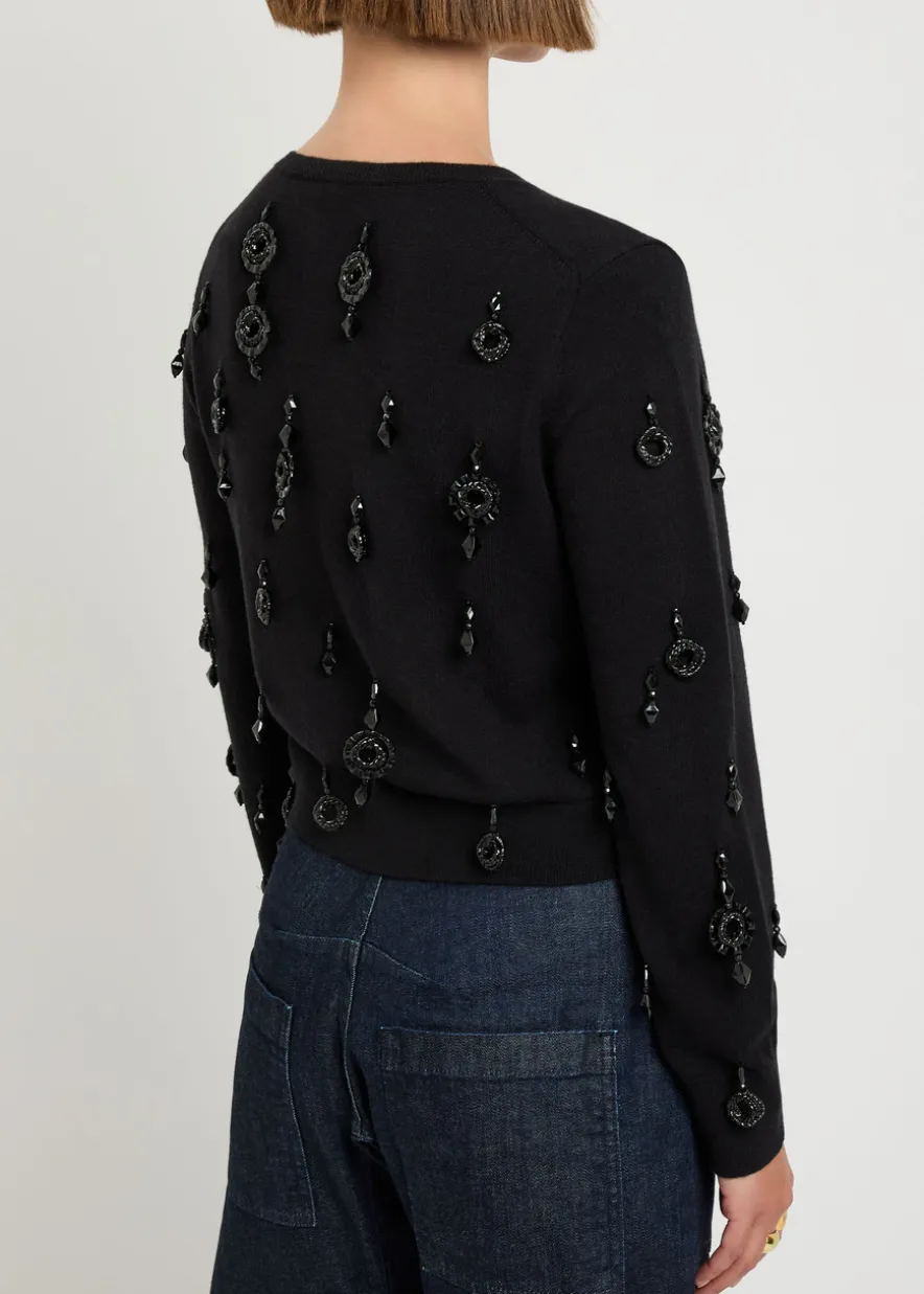Embellished wool and cashmere-blend cardigan