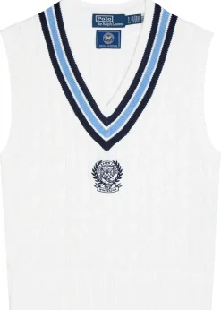 Embroidered cable-knit cotton vest