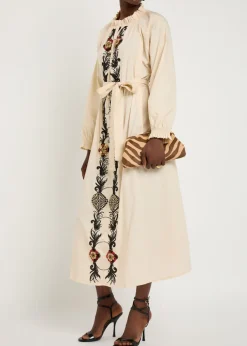 Embroidered Cerere cotton-poplin midi shirt dress
