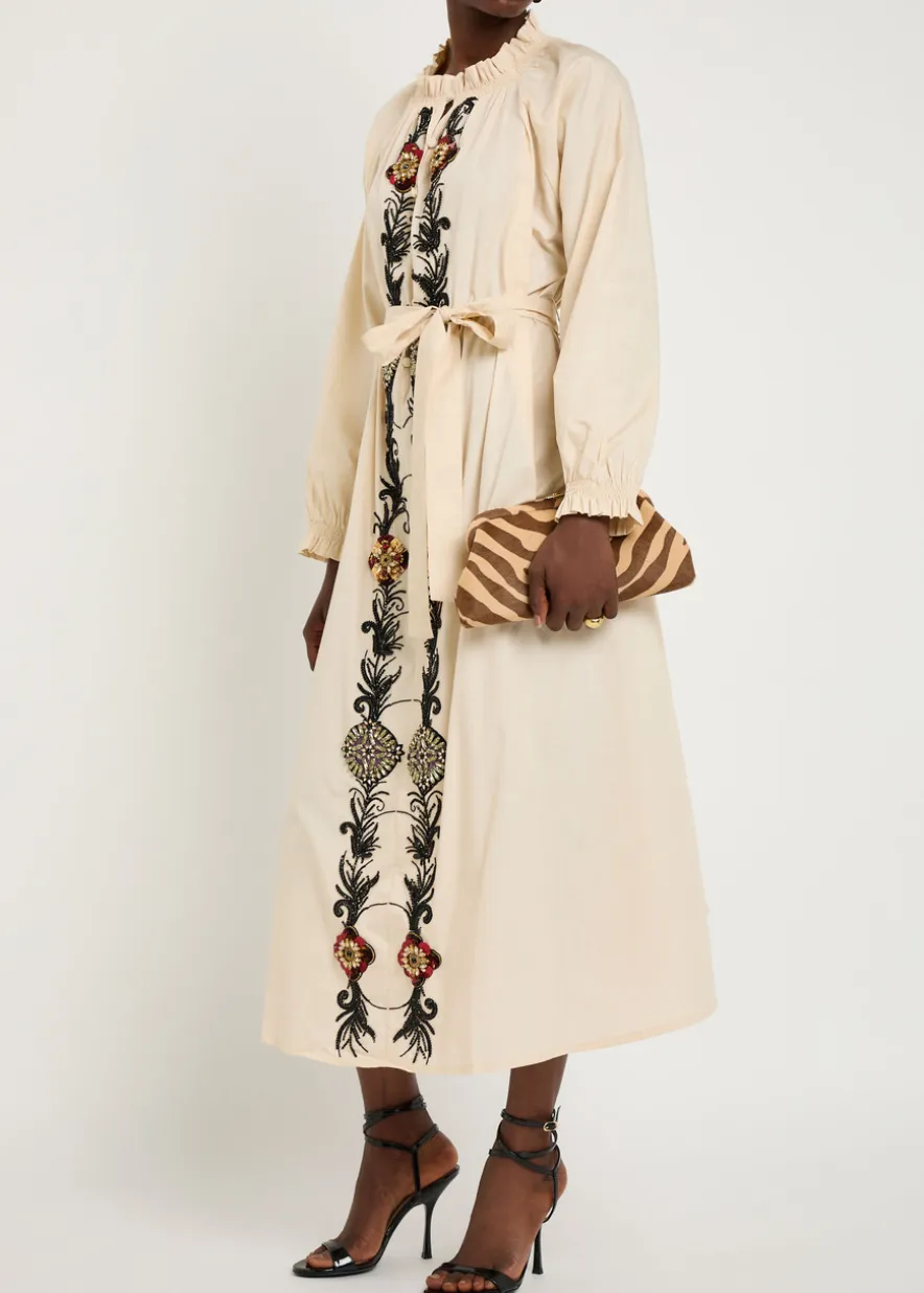 Embroidered Cerere cotton-poplin midi shirt dress