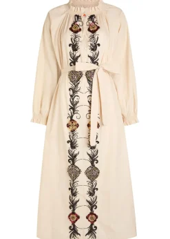 Embroidered Cerere cotton-poplin midi shirt dress
