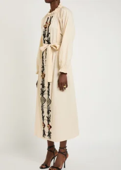 Embroidered Cerere cotton-poplin midi shirt dress