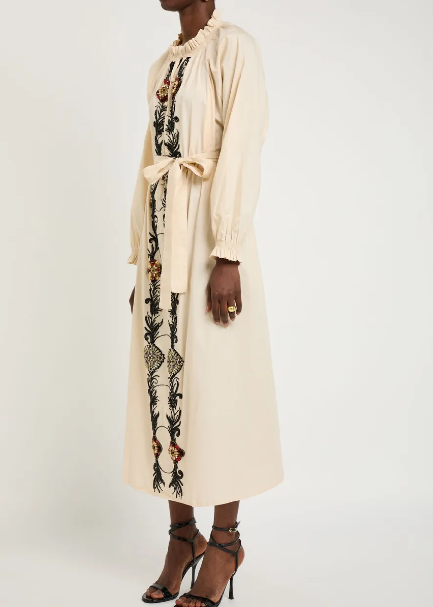 Embroidered Cerere cotton-poplin midi shirt dress
