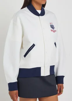 Embroidered cotton-blend bomber jacket
