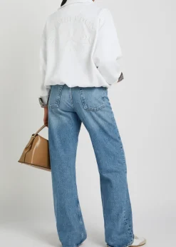 Embroidered cotton-blend polo sweatshirt