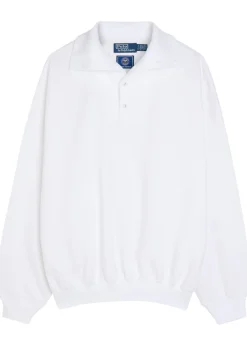 Embroidered cotton-blend polo sweatshirt