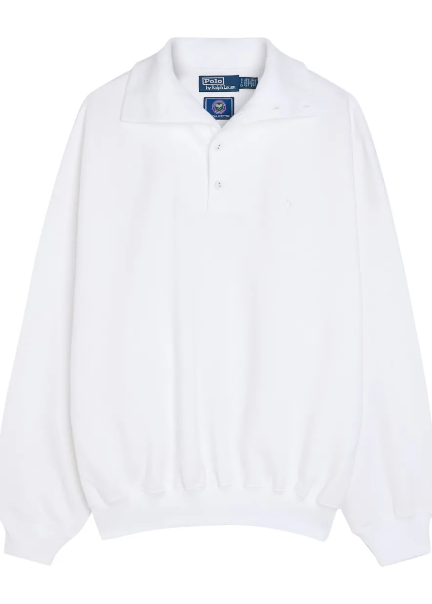 Embroidered cotton-blend polo sweatshirt