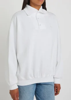 Embroidered cotton-blend polo sweatshirt