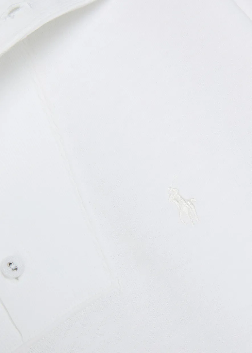 Embroidered cotton-blend polo sweatshirt