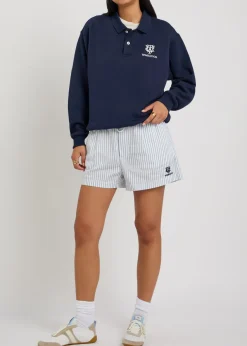 Embroidered cotton-blend polo sweatshirt