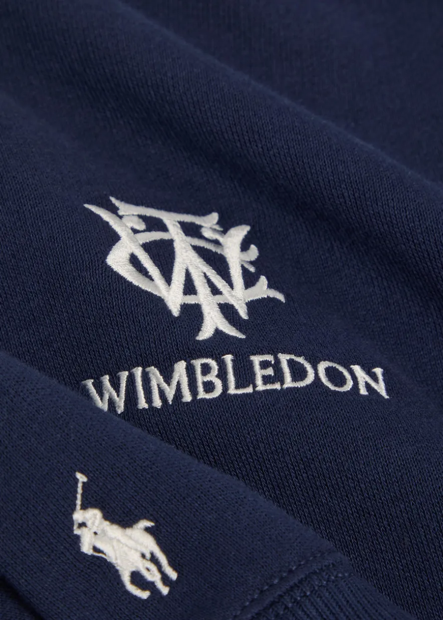 Embroidered cotton-blend polo sweatshirt