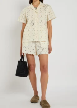 Embroidered cotton-blend shirt