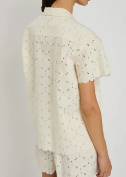 Embroidered cotton-blend shirt
